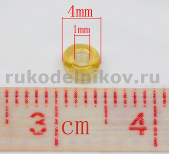 бисер 4 мм, цвет-золотистый, 10 гр/уп