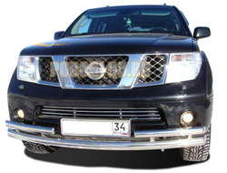 Защита переднего бампера 1 длинная 2 коротких d76/53 для Nissan Pathfinder 2010-2013