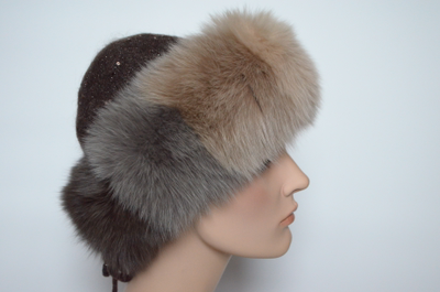 Визио итальянская шапка вязаная с меховой оторочкой фото