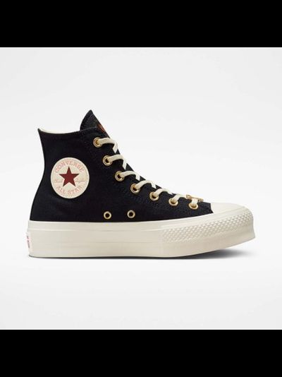 Кеды Converse Chuck Taylor All Star Lift "Hearts Valentines Day" черные высокие на платформе A05138C