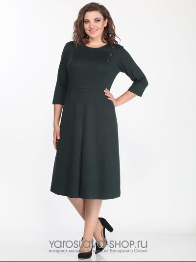 Модель : 1857.Трикотажное платье зеленого цвета .