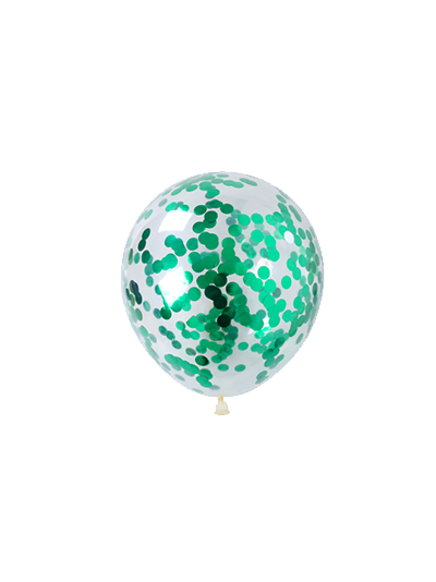 Прозрачный воздушный шар с зелёным круглым конфетти
