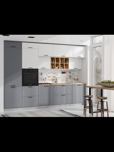 Кухня «Ройс» Серый эмалит/Белый эмалит модульная кухня