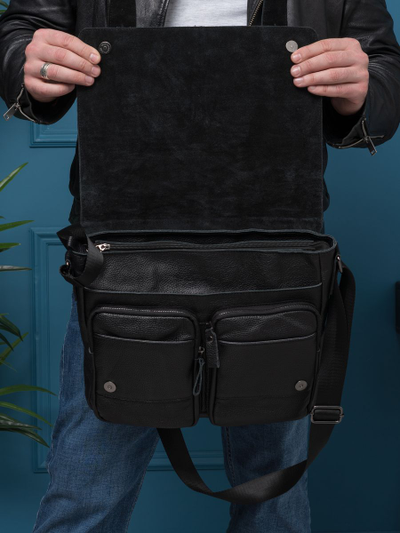 Кожаная мужская сумка Madruzzo black (арт. 5068-01)