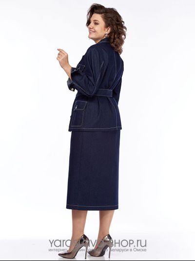 Женский юбочный джинсовый костюм