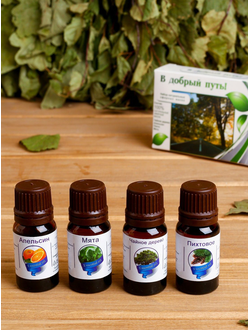 Набор натуральных эфирных масел «С лёгким паром!» (можжевельник, эвкалипт, кедр, р.баня)