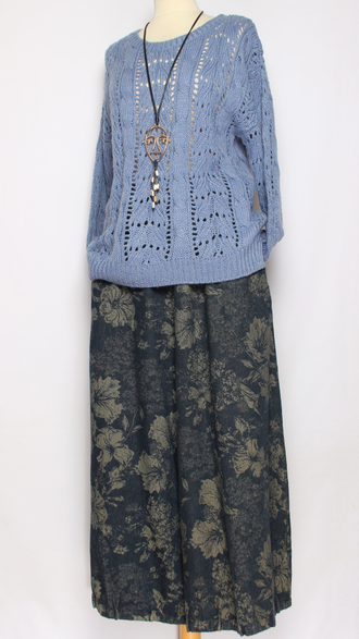 ДЖЕМПЕР "АЖУРНЫЙ" джинс, бирюзовыйр.44-48