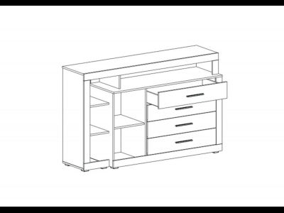 Глазго спальня Тумба с дв и 4 ящ Металл Бруклин/Таксония  ш*г*в 1590?455?1000 мм