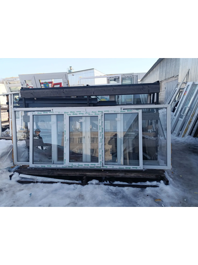 Пластиковое Окно Бу Ширина 2370 Высота 1180  Проф 58 СП 24 середина поворотно откидная