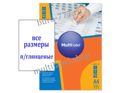 Этикетки А4 самоклеящиеся глянцевыe MultiLabel, белый, 100л, 48210297