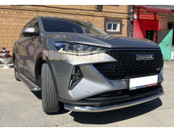 Защита переднего бампера с подгибами d60 для Haval F7 2022-2024