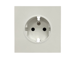 Лицевая панель для розетки 220V с заземляющим контактом, белый сатин Rikett - 35632 MW