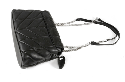 (АРТИКУЛ: 8355/1) СУМКА ЖЕНСКАЯ, НЕБОЛЬШАЯ, НАТУРАЛЬНАЯ КОЖА, ЧЕРНАЯ,  ПЕРЕТЯГИВАЮЩАЯСЯ ЦЕПОЧКА  ЧЕРЕЗ ПЛЕЧО