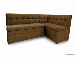 Кухонный Угловой диван "ФОРУМ-5МН" Стандартный велюр Коричневый, правый
