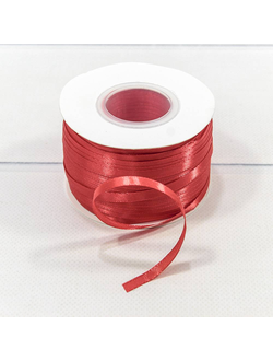 Лента атласная 6мм (красная), 228,6м