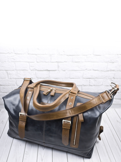 Кожаная дорожная сумка Campora Premium dark blue (арт. 
4019-54)