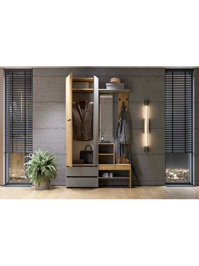 Абрау вешалка с зеркалом прихожая Дуб золотой/Графит