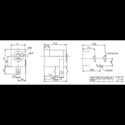 Гнездо под DC кабель питания (толщина штыря 2 мм) DC-005A-2.0