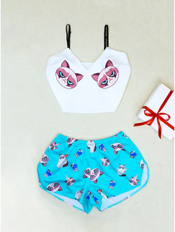 Шелковая пижама "Grumpy Cat"