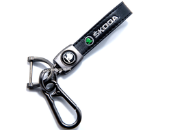 Премиум кожаный брелок с логотипом SKODA