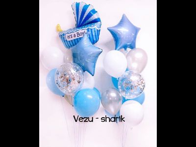 Композиция из шаров на выписку из роддома &quot;Для мальчика&quot; № 6