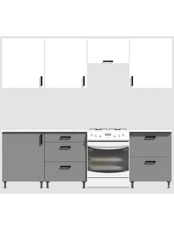 Кухня Эконом 1,8 метра (600х600х600) Цвет: Белый/Базальт