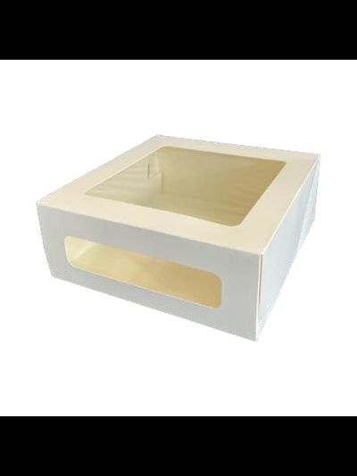 Коробка для торта с 2 окнами (белая), 180*180*100мм