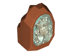 Rock 1 x 1 Geode with Molded Glitter Trans-Light Blue Crystals Pattern, Dark Orange (49656pb03 / 6259944)