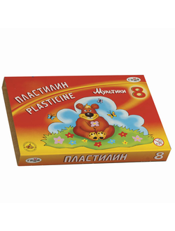 Пластилин классический ГАММА "Мультики", 8 цветов, 160 г, со стеком, картонная упаковка, 280016/281016, 280016, 281016