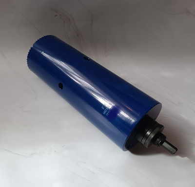 Коронка биметаллическая диаметр 133 мм глубина 300 мм + держатель с креплением шестигранник 13 мм для дрели