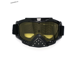 Кроссовые очки маска JP с защитой носа для эндуро, мотокросса, ATV - черные, желтая линза
