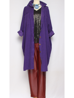 Длинная рубашка Бохо "Вельвет " сиреневая до р.54