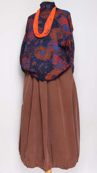 ЮБКА Бохо "Вареный хлопок тюльпан" коричневая до р.52