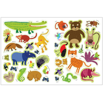 Книга с многоразовыми наклейками Яркие джунгли, МС11121