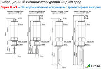 Вибрационный датчик предельного уровня жидкостей IL-VA-PFM