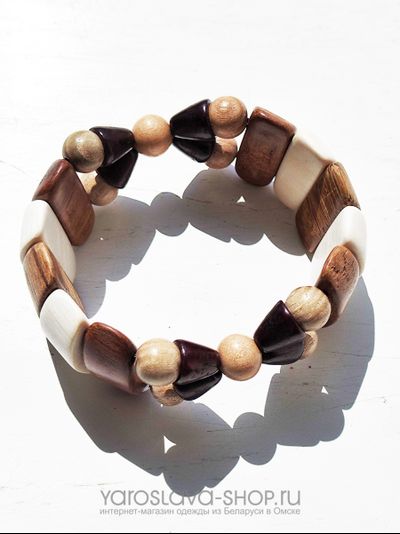 М-149. Браслет деревянный ноготки 2 узелка из  разных пород дерева.