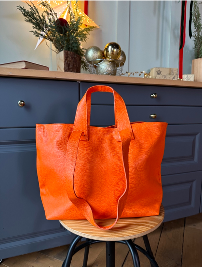 Женская сумка шоппер из натуральной кожи Vera Pelle цвет оранжевый 022033
