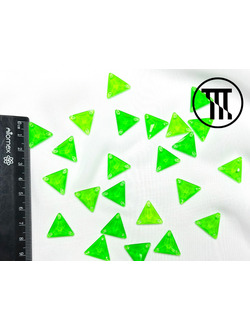 Стразы пришивные "Треугольные", неоновые, цв. Неон-зеленый, р-р 16 мм