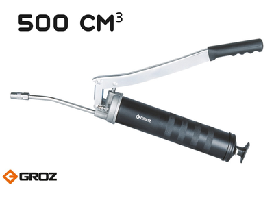 Шприц рычажный для смазки GROZ профессиональный 500 см³, стальной шланг, давление 10000 PSI (690 BAR)
