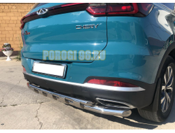 Защита заднего бампера двойная с перемычками d60/42 для Chery Tiggo 7 Pro 2021-