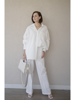 Брюки из вареного хлопка (белый)