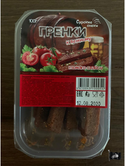 Гренки БАРНЫЕ Томат спайси (Сурские) лоток 100 гр.