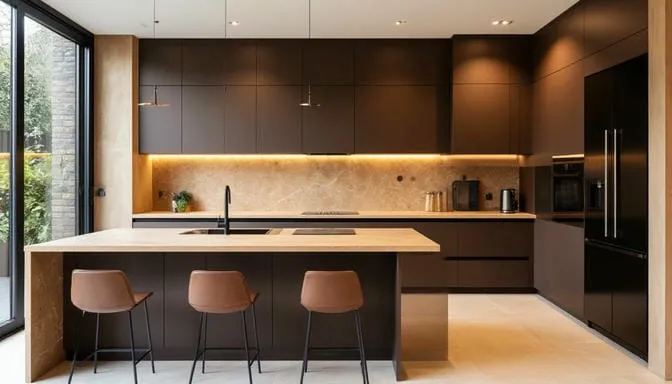 заказать кухню в Волгограде в шоколадном цвете