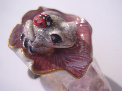 Кольцо с лягушкой "Принцесса Смеяна и божья коровка"