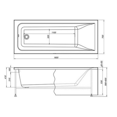 Ванна Aquanet Bright 180х70