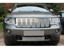 Защита радиатора Jeep Grand Cherokee (WK2) IV 2010-2013 chrome верх PREMIUM (7 частей)