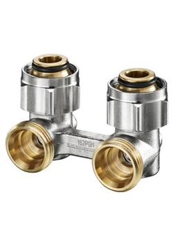 Комплект нижнего подключения  стальных радиаторов угловой 3/4+ адаптер 1/2 (12/48) шт