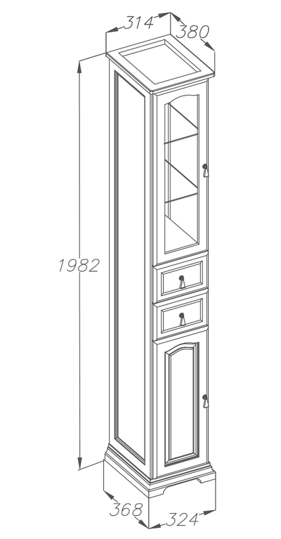 Пенал Opadiris Риспекто 30 слоновая кость, левый