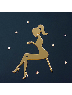 Топпер силуэт "Сидящая девушка №1" золото 14*18 см