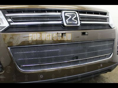 Защита радиатора Zotye T600 2016- (3 частей) black верх